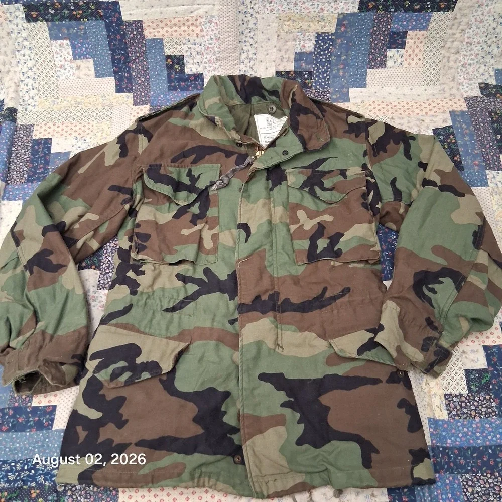 Vintage 1982 Alpha Industries M65 Field Coat Mens XS Regular Woodland Camo US GI